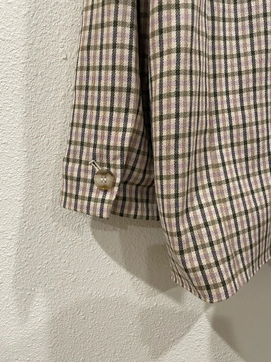 Madewell Plaid Oversized Spring Blazer Purple Green Tan Size Medium Professional - Picture 12 of 14